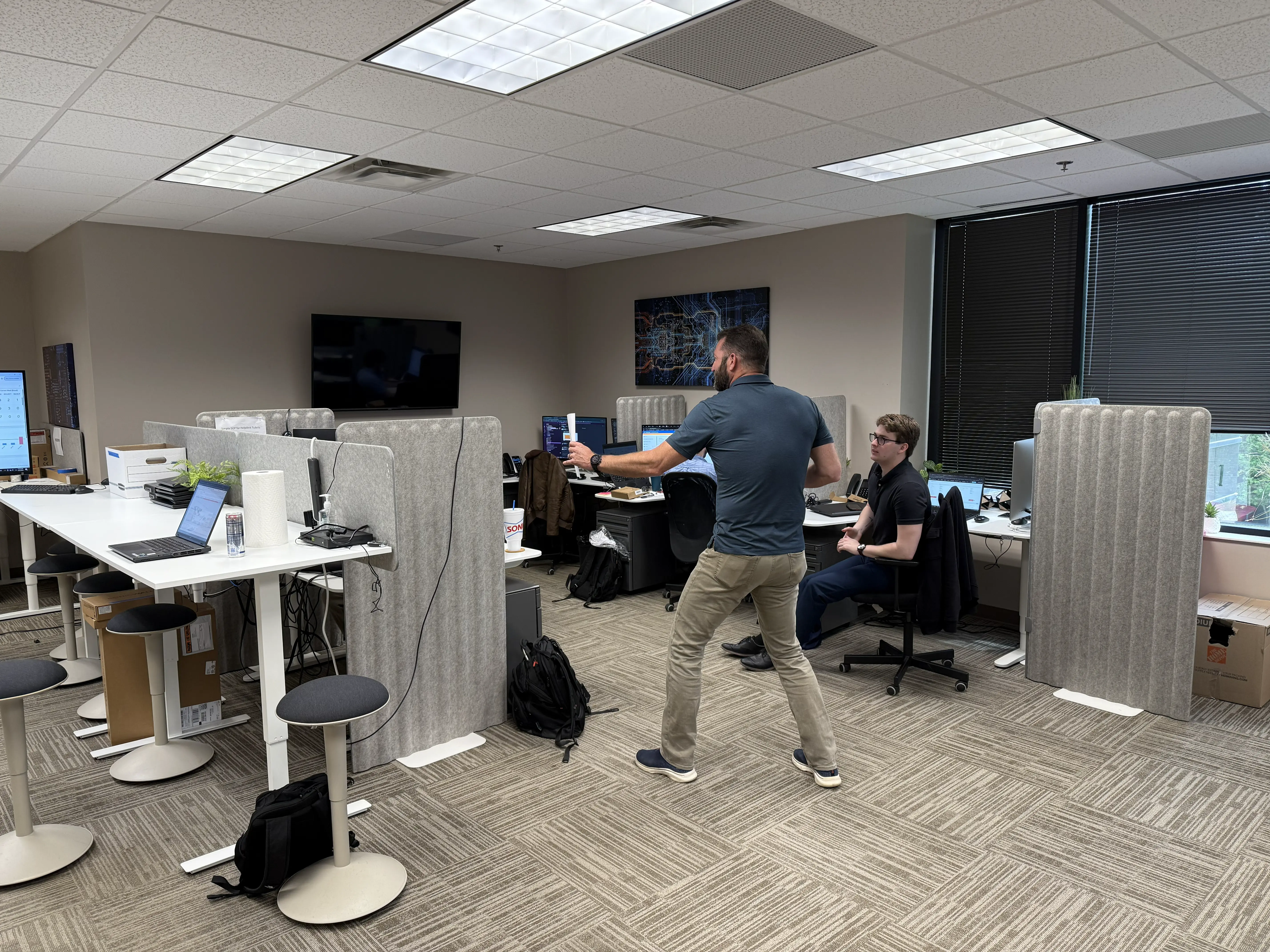Techfive colleagues working together in our office